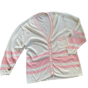 Vintage Fair Kei Pastel Pink Striped Cardigan Sweater
